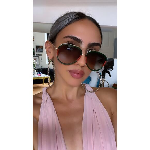 NEW Gucci GG0062S 003 Aviator Sunglasses in Red/Green - Picture 5 of 11